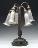 Five Lite Lily Lamp by Alexander Joseph von Steuben, sold Jun 2006