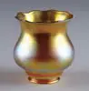 Art Glass Shade by Alexander Joseph von Steuben, Corset shaped shade of gold Aurene glass with beautiful pink iridescence, sold May 2004
