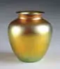 Aurene Vase by Alexander Joseph von Steuben, Classic form urn of gold Aurene glass, sold May 2004