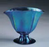Blue Aurene Vase by Alexander Joseph von Steuben, Art Nouveau tulip shaped footed vase of blue Aurene glass, sold May 2004