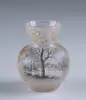 Daum, Vase, Bulbous scenic vase of diminutive size, enameled and frosted