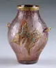 Vase by Daum, Highly unusual two handled enameled vase with butterfly decoration, sold May 2004