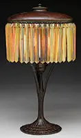 Prism Table Lamp by Tiffany Studios, Lamp begins with a large bronze top that supports the glass prisms, sold Jun 2013