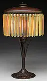 Prism Table Lamp by Tiffany Studios, Lamp begins with a large bronze top that supports the glass prisms, sold Jun 2013