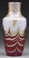 Alexander Joseph von Steuben, Red Aurene Art Glass Vase