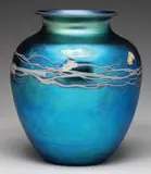 Blue Aurene Decorated Vase by Alexander Joseph von Steuben, sold Jun 2009