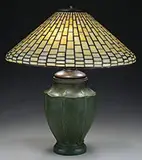Geometric Shade on Grueby Base by Tiffany Studios, sold Nov 2015