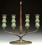Reticulated Four Arm Candelabra by Tiffany Studios, sold Nov 2015