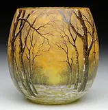 Cameo and Enameled Winter Scene Vase by Daum, sold Nov 2015