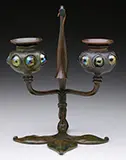 Fleur-De-Lis Jeweled Candlestick by Tiffany Studios, sold Jun 2016