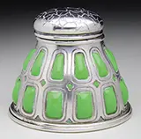 Silvered Reticulated Glass Inkwell by Tiffany Studios, sold Jun 2016