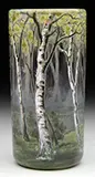 Daum, Enameled Birches Tumbler/Vase