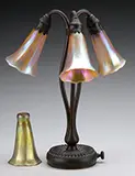 Three Light Lily Lamp with Extra Shade by Tiffany Studios, sold Nov 2016