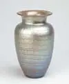 Iridescent Vase by Loetz, Iridescent blue and gold waves on a raisin colored glass, sold May 2003