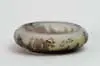 Cameo Pin Dish by Galle, Cameo decoration of amethyst flower blossoms over green and clear frosted glass, sold May 2003