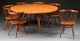 Cherry Round Dining Table with Six Chairs by George Nakashima, sold Aug 2015