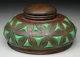 Reticulated Bronze and Glass Inkwell by Tiffany Studios, sold Jun 2017