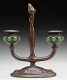 2-Arm Blown Out Candlestick by Tiffany Studios, sold Jun 2017