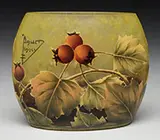 Cameo and Enameled Pillow Vase by Daum, sold Jun 2017