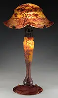 Daum, Cameo and Enameled Table Lamp
