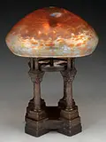 Loetz, /Gurschner Table Lamp, The shade rests on a bronze decorative base by Gurschner