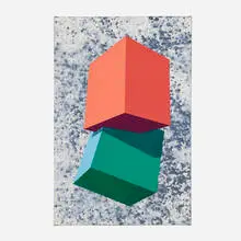 Ronald Davis, Two Blocks on Silver-White, 1988, acrylic on canvas