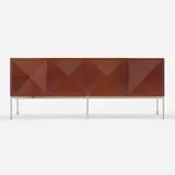 Cabinet by Antoine Philippon and Jacqueline Lecoq, 1962, mahogany, chrome-plated steel and metal, secondary maple, sold May 2024