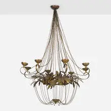 Unique chandelier from Rococo Chocolates, London by Mark Brazier-Jones, c. 1988, welded and patinated steel, sold May 2024