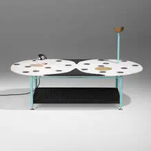 Jonathan Trayte, Combination Coconut table, 2018, marble, granite, powder-coated steel, stainless steel, polished bronze, nylon cord