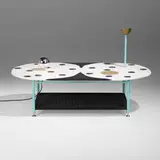 Jonathan Trayte, Combination Coconut table, 2018, marble, granite, powder-coated steel, stainless steel, polished bronze, nylon cord