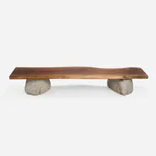 Ethan Stebbins, Custom Wabi Sabi Bench, 2023, black walnut, granite