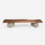 Ethan Stebbins, Custom Wabi Sabi Bench, 2023, black walnut, granite