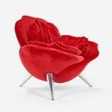 Masanori Umeda, Rose chair, c. 1995, velvet upholstery, brushed and lacquered aluminum