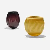 Jeremy Wintrebert, Matter; Dark Matter vases, set of two, 2016, hand-blown glass