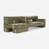 Piet Hein Eek, Chunky Upholstered Beam bench, 2012, reclaimed army fabric upholstery