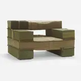 Piet Hein Eek, Chunky Upholstered Beam armchair, 2012, reclaimed army fabric upholstery