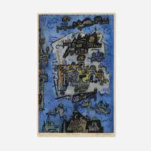 Ynez Johnston, Sea Hunter, etching and aquatint in colors