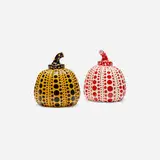 Pumpkins, set of two by Yayoi Kusama, 2015, lacquered resin, sold May 2024