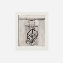 #19 (Still Life with Pencil, Glass and Box with Cigarettes) (from the 41 Etchings Drypoints portfolio) by Richard Diebenkorn, 1963, drypoint, sold May 2024