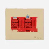 Robert Motherwell, Roth-Handle II (Crimson), 1975, aquatint and linocut in colors with hand-painted tempera paint on buff Dewint handmade