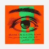 E eye love (from the circus alphabet series) by Corita Kent, 1968, screenprint in colors, sold May 2024