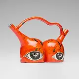 Michael Lucero, Double Vessel NYC, 1995, glazed and hand-painted earthenware