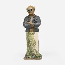Robert Carston Arneson, California Artist, 1982-83, patinated and enameled bronze, glazed earthenware