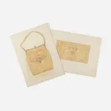 George Scheidemantel for Roycroft, Portfolio of patterns and drawings, ink and pencil on tracing paper, pencil and colored pencil on paper, leather