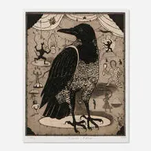 Tony Fitzpatrick, Circus Crow, 1993, etching and aquatint