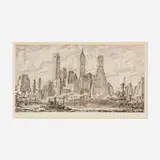 Reginald Marsh, Skyline From Pier 10, Brooklyn, etching