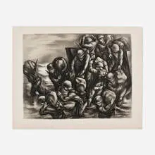 Howard Cook, Bougainville Barracks Bags, 1945, lithograph in colors