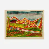 Josef Zenk, Mountain Road, woodcut in colors
