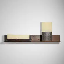 Osami Tanaka, Untitled, 1993, Paraffin wax, metal, and wood on metal shelf