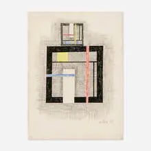 Untitled by Burgoyne Diller, 1948, colored pencil and marker on paper, sold Oct 2023